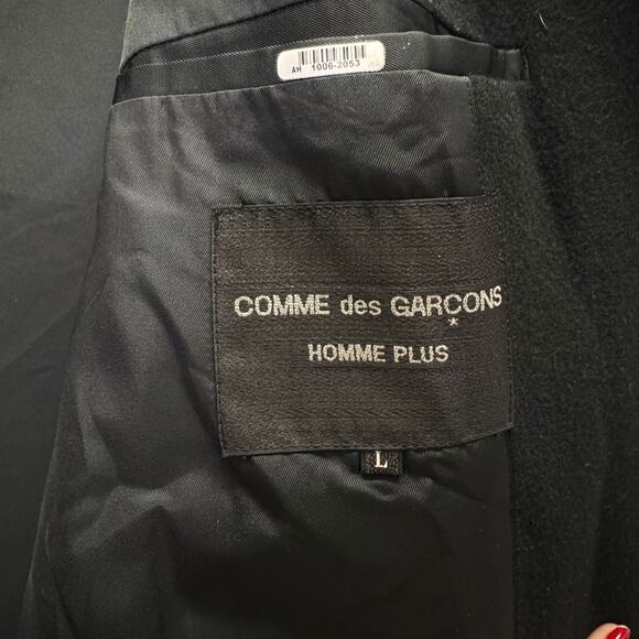 Comme Des Garcons Homme Plus Wool Black Overcoat Size L Minimalist Designer - Picture 9 of 9